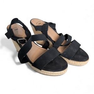Gap Black Espadrille Wedge Sandals - Size 8